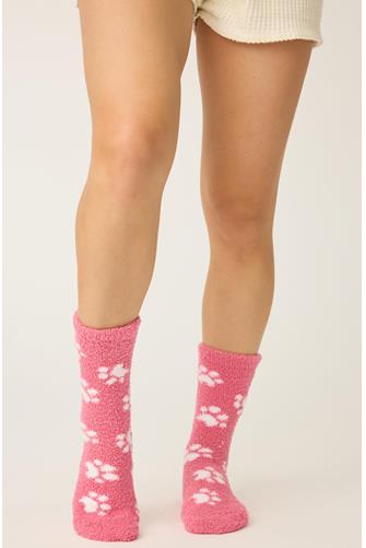 Ladies 1pk Baked Woof Cozy Crew w Grip PINK
