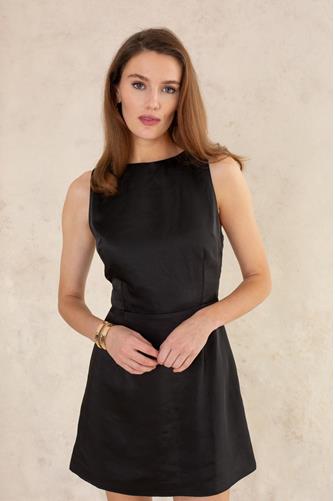 Blair Boat Neck V Back Mini Dress BLACK