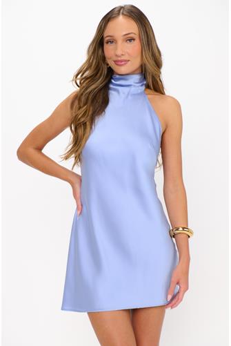 Lisa Mini Dress BORROWED BLUE LUXE SATIN