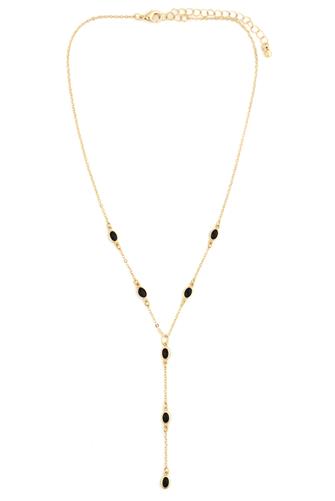 16 In Neck Gold Chain Link Oval Black black