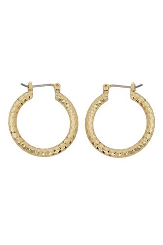 Gold Faceted Cut Hoop Earrings GOLD