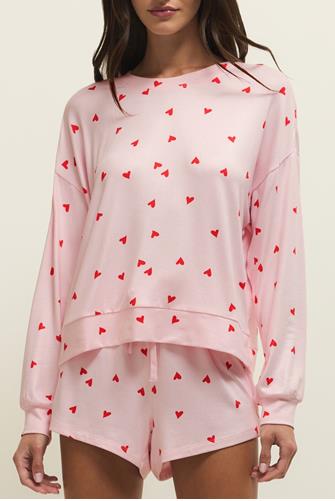 Mira Heart Long Sleeve Top PINK MARSHMALLOW