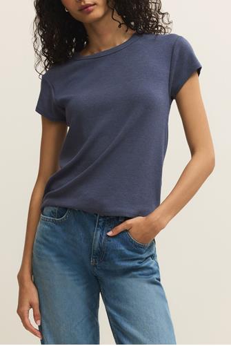 Renae Rib Short Sleeve Top INDIGO