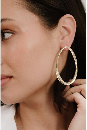 Hammered Large Oval Earrings GOLD