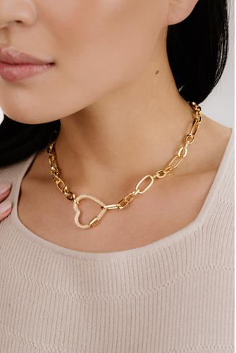Open Heart Lock Necklace GOLD