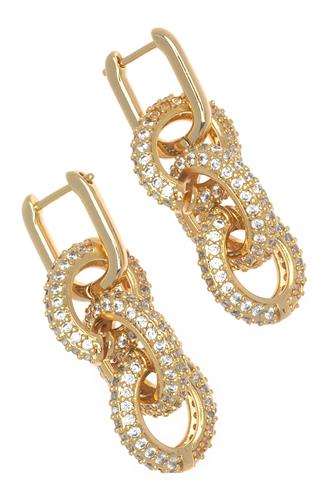 Pave Triple Chain Earring GOLD
