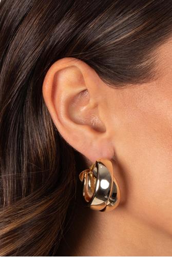 Solid Double Wide Intertwined Hoop GOLD