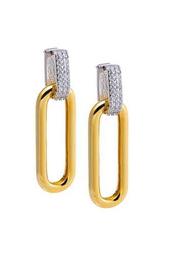 Wide Pave Paperclip Drop Huggie GOLD