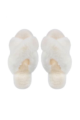Beverly Fur Plush Slipper IVORY