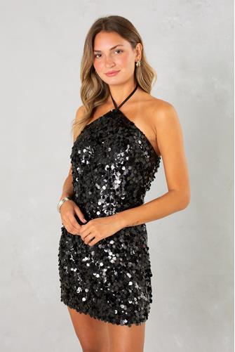 Holly Sequin Mini Dress BLACK