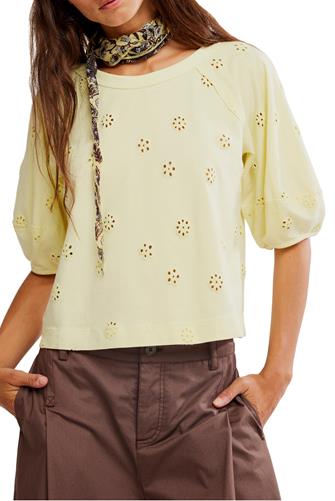 Jessie Eyelet Tee LEMON WATER