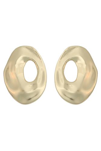 Gold Hammered Front Face Post Earrings GOLD