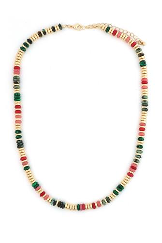 Multi Stone Bead Strand Necklace gold