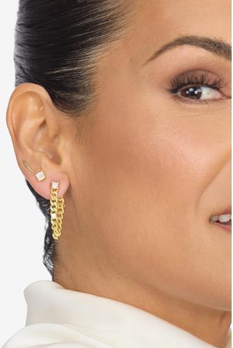 Baby Julian Triple Diamond Soft Chain Hoops GOLD-WHITE