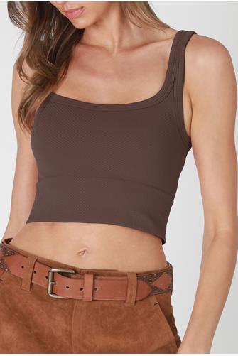 Chevron Rib Crop Top FRENCH ROAST