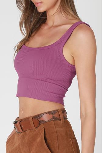 Chevron Rib Crop Top MULBERRY