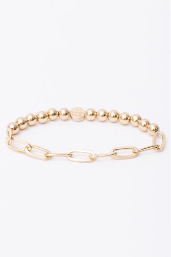 Bead & Chain Stretch Bracelet GOLD