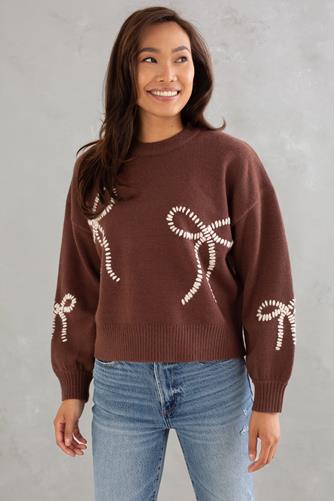 Ribbon Stitch Sweater BROWN