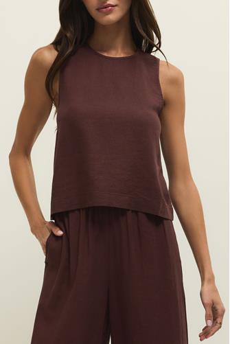 Sloane Linen Top CHOCOLATE CHERRY