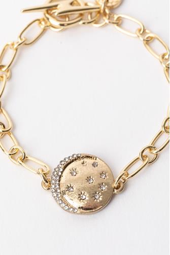 Moon and Star Toggle Bracelet GOLD