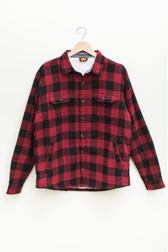 Sherpa Lined Flannel Shirt Jacket TIVETAN RED/BLACK BUFFALO