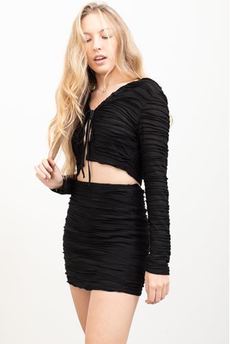Textured Knit Mini Skirt BLACK