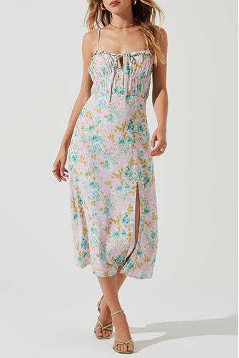 Verana Floral Midi Slip Dress PINK TURQUOISE FLORAL