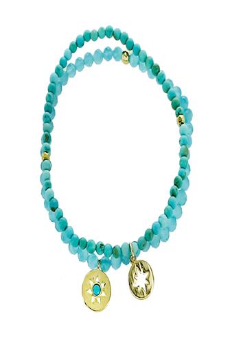 Turquoise Two Disk Charm Bracelet TURQUOISE
