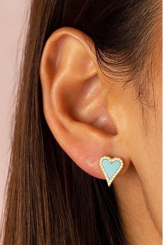 Elongated Pave Heart Earring TURQUOISE