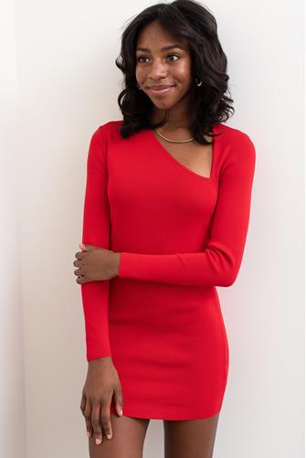 Cutout Long Sleeve Mini Dress RED