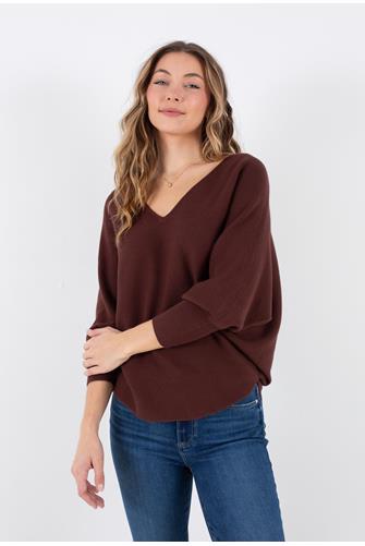 Dolman V-Neck Sweater CHOCOLATE