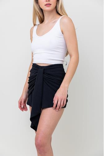 Asymmetrical Wrap Mini Skirt BLACK