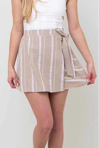 Stripe Wrap Mini Skirt NATURAL SAND