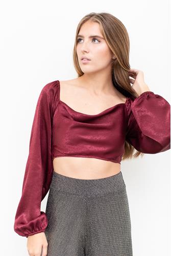 Cowl Neck Open Back Top BURGUNDY