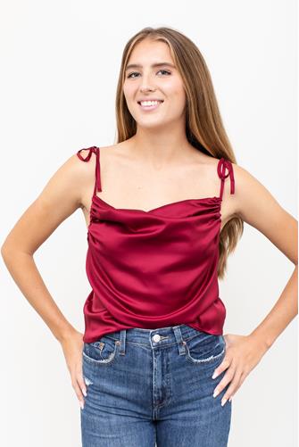 Silky Cowl Neck Cami BURGUNDY