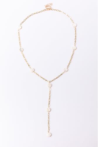 White Stone Y Necklace GOLD