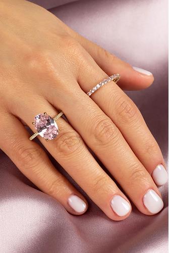 Colored Pink Oval Pave Ring PINK