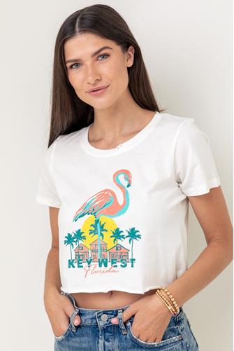Key West Flamingo T-Shirt OFF WHITE