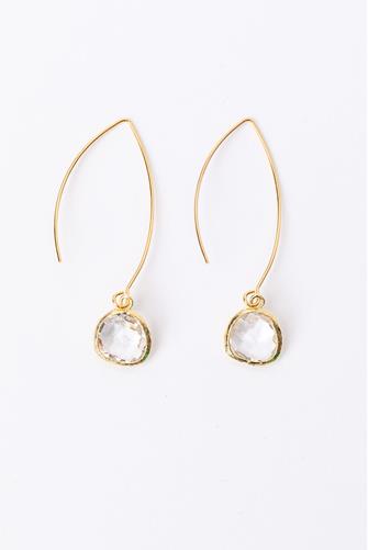 Gemstone Thread Through Earring GOLD