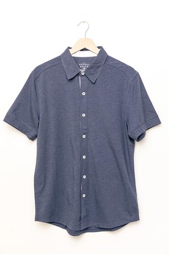 Active Puremeso Short Sleeve Button Down Shirt NAVY