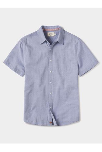 Freshwater Short Sleeve Button Up Shirt BLUE DOBBY