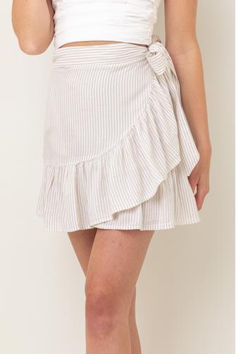 Stripe Wrap Mini Skirt TAUPE STRIPE