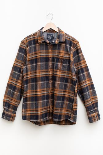 Marvel Jaspe Heritage Flannel Button Down Shirt TOBACCO GRAY