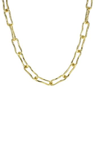 Gold Organic Hammered Link Chain Necklace GOLD