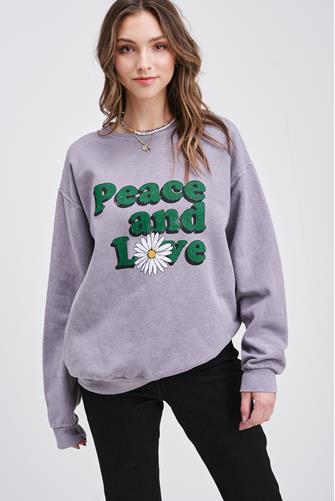 Peace And Love Sweatshirt Gray