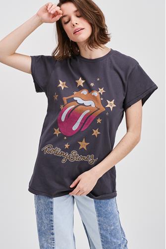 Rolling Stones Logo Tee Charcoal
