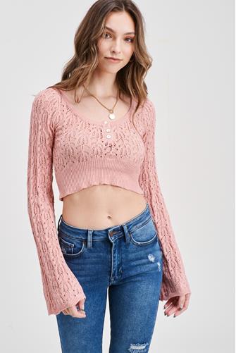 Adira Crochet Crop Top Dusty Pink