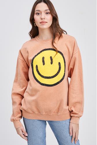 Happy Day Smiley Sweatshirt Rust