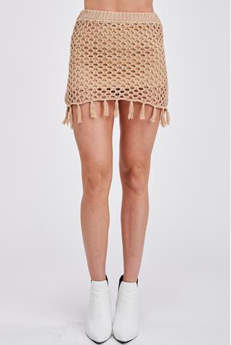 Summer Of Love Crochet Skirt Tan