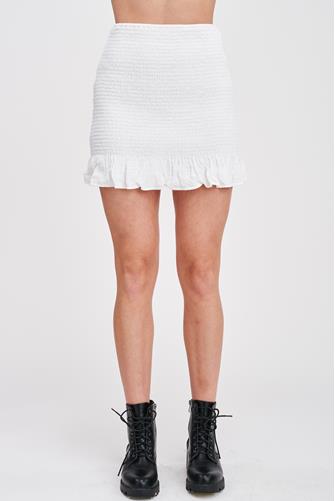 Blair Smocked Mini Skirt White